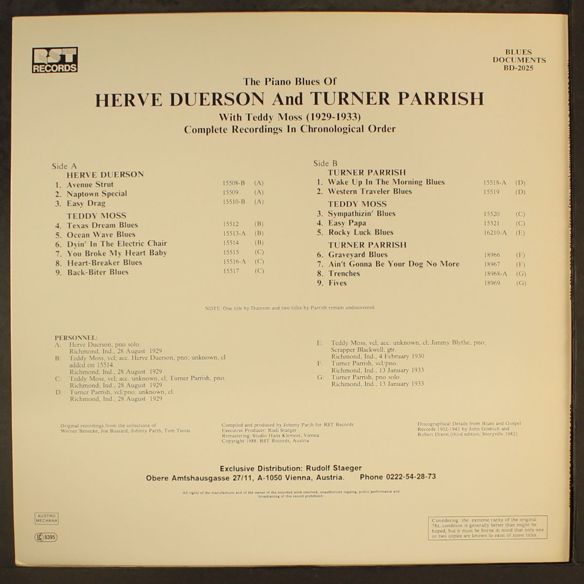 the piano blues of.. by HERVE DUERSON & TURNER PARRISH