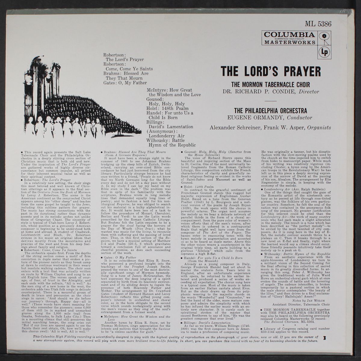 the lord's prayer by MORMON TABERNACLE CHOIR