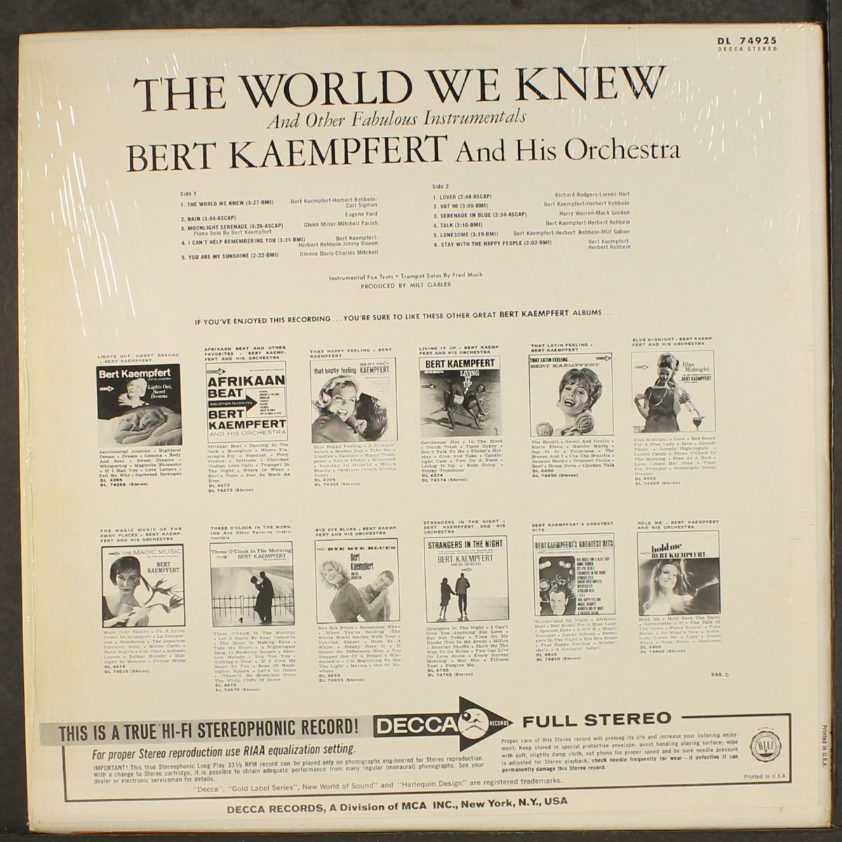 the world we knew by BERT KAEMPFERT