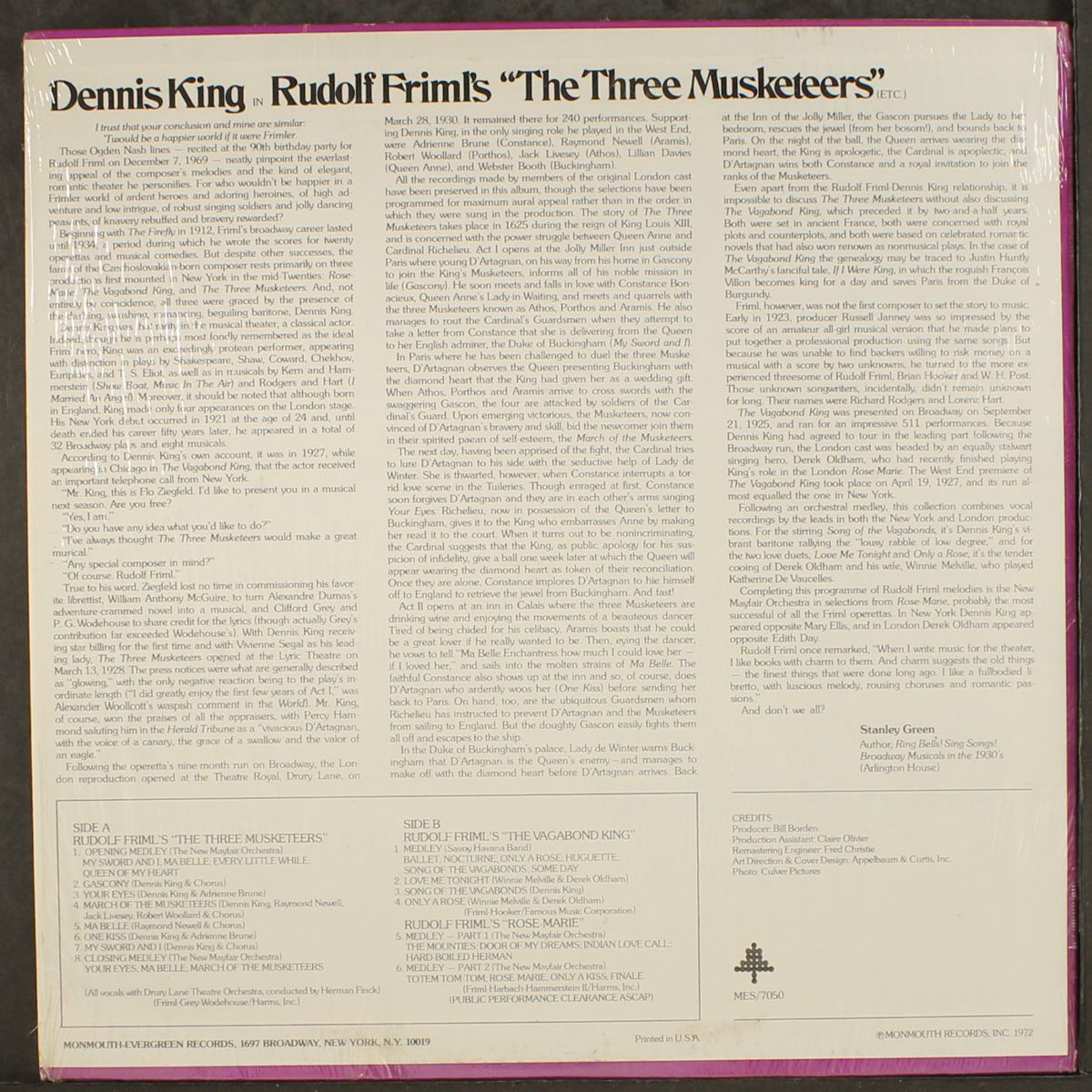 friml: the three musketeers / the vagabond king / rose-marie by DENNIS KING