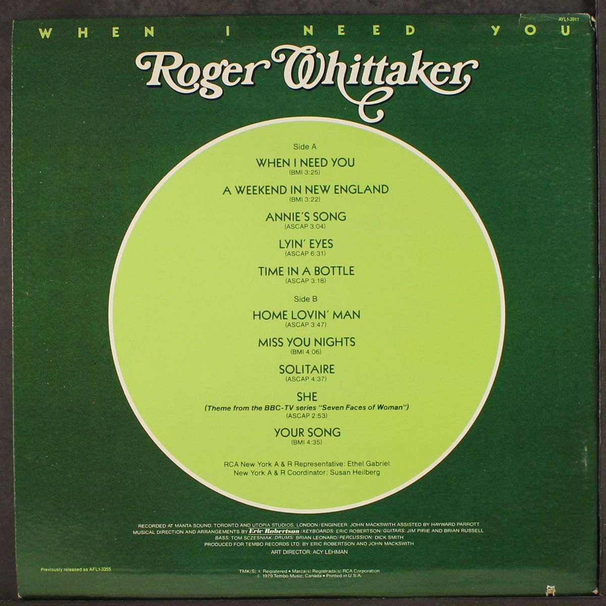 when i need you by ROGER WHITTAKER