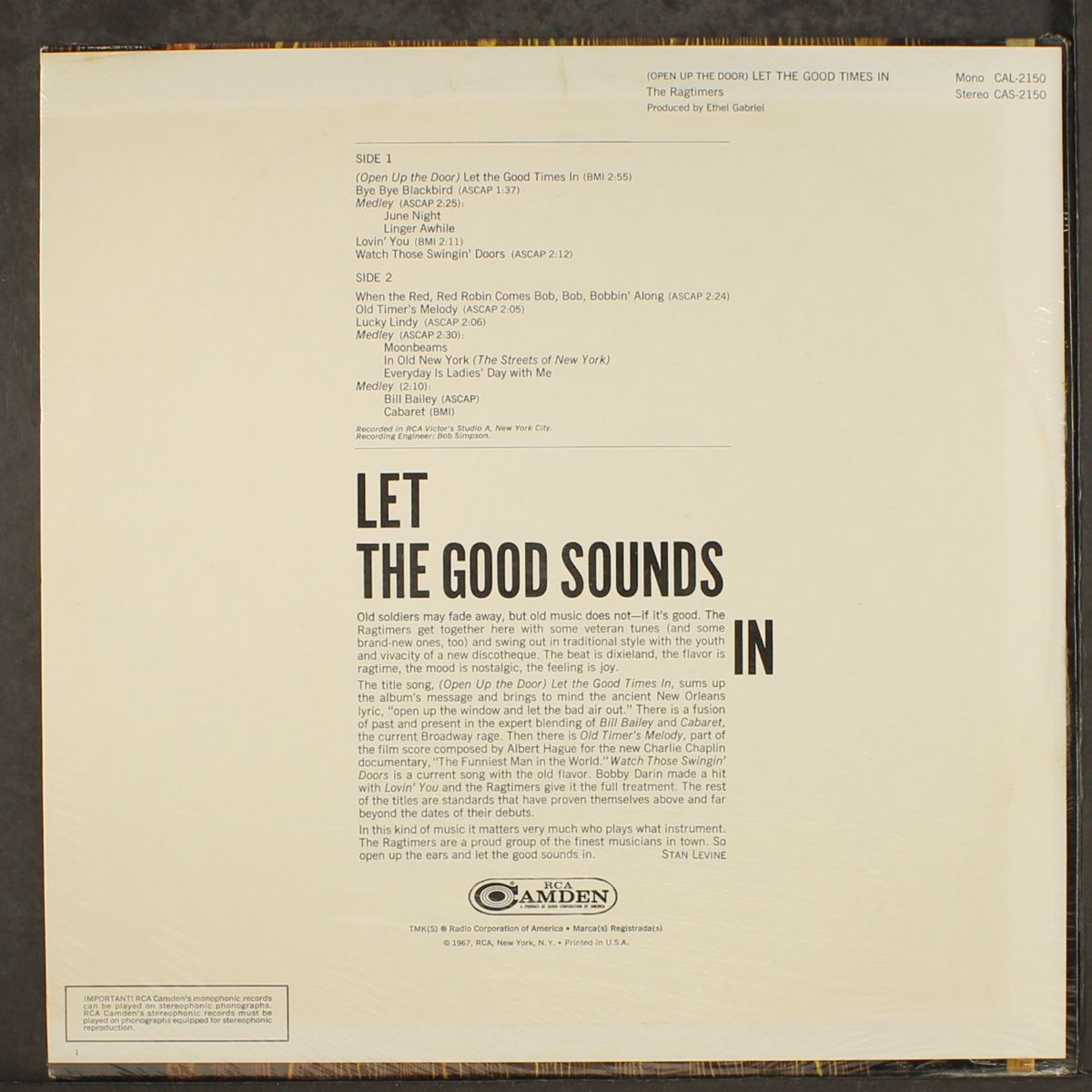 let the good times in by RAGTIMERS