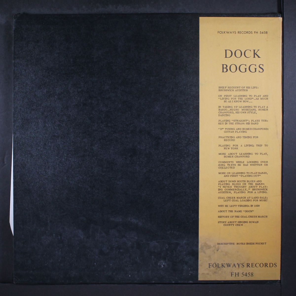 excerpts from interviews with by DOCK BOGGS