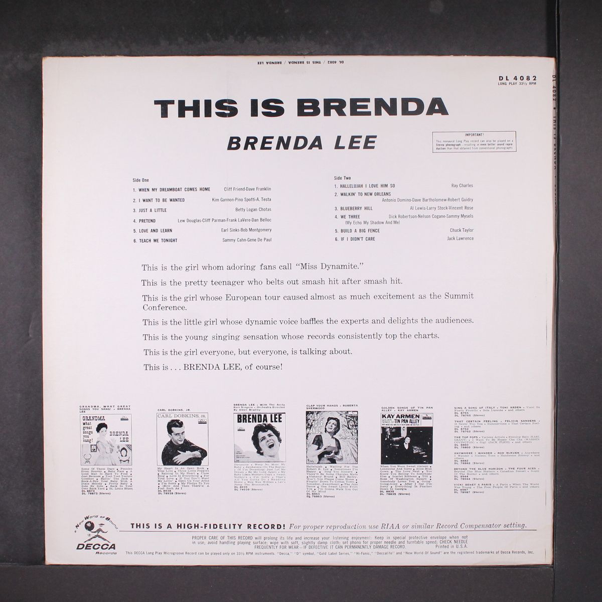 this is brenda by BRENDA LEE