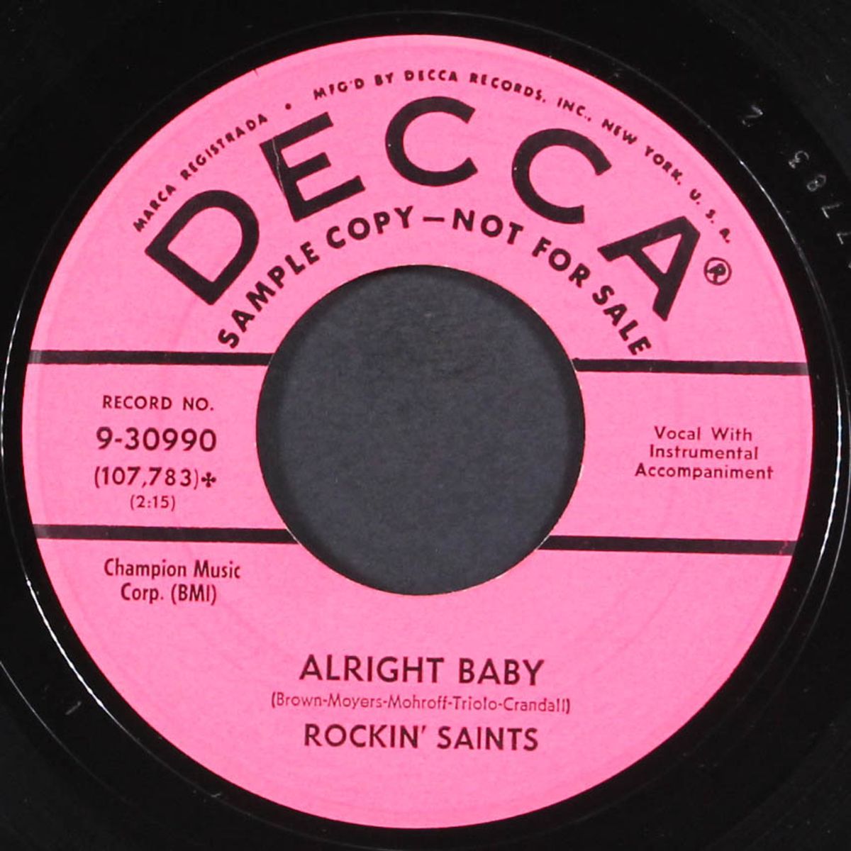 alright baby / saint's rock by ROCKIN' SAINTS