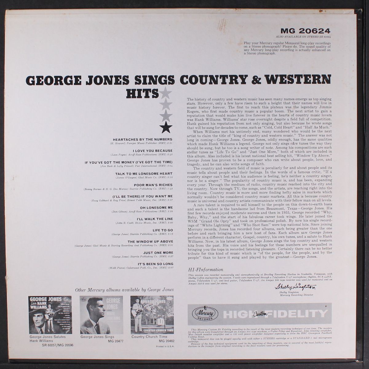 sings country & western hits by GEORGE JONES