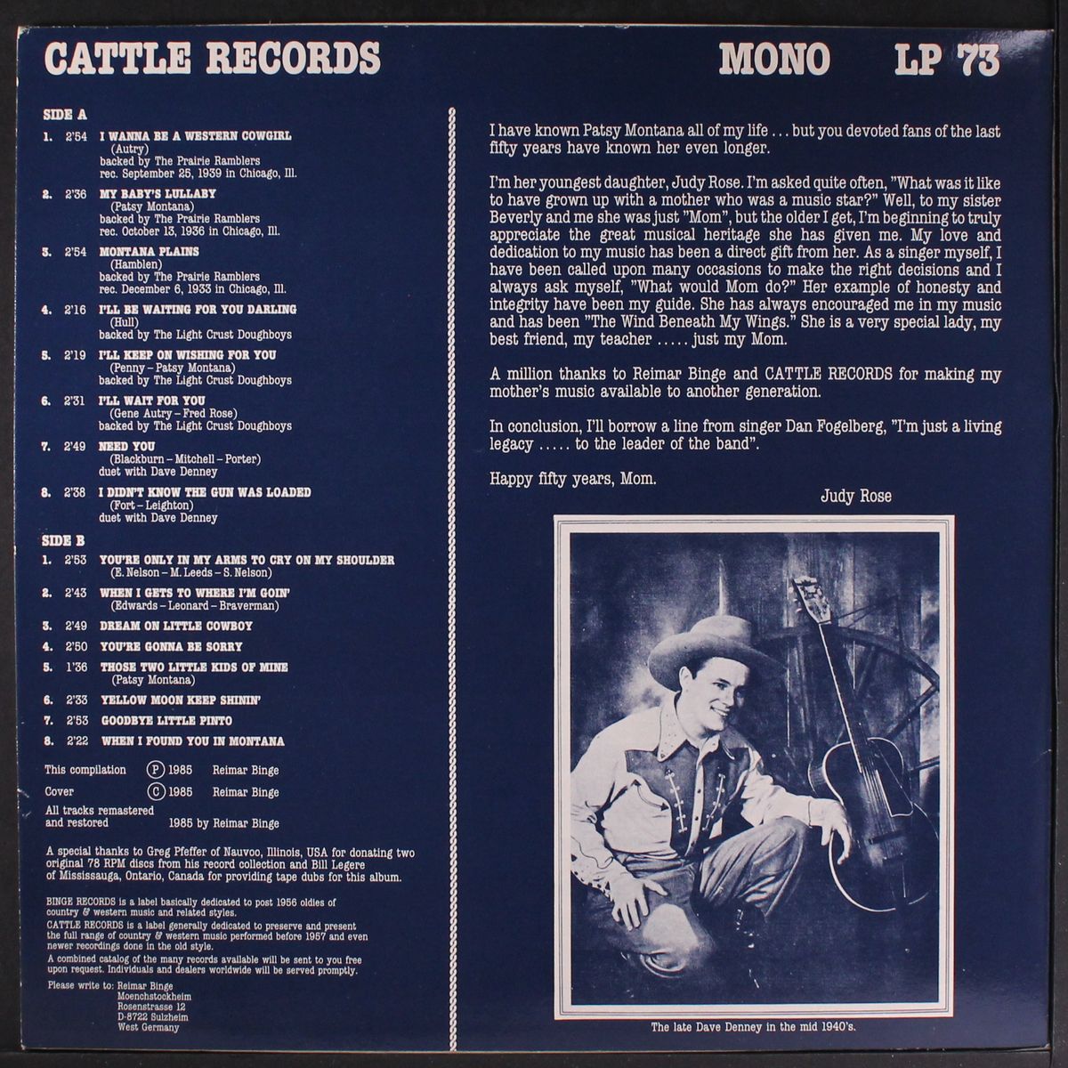 i wanna be a western cowgirl by PATSY MONTANA