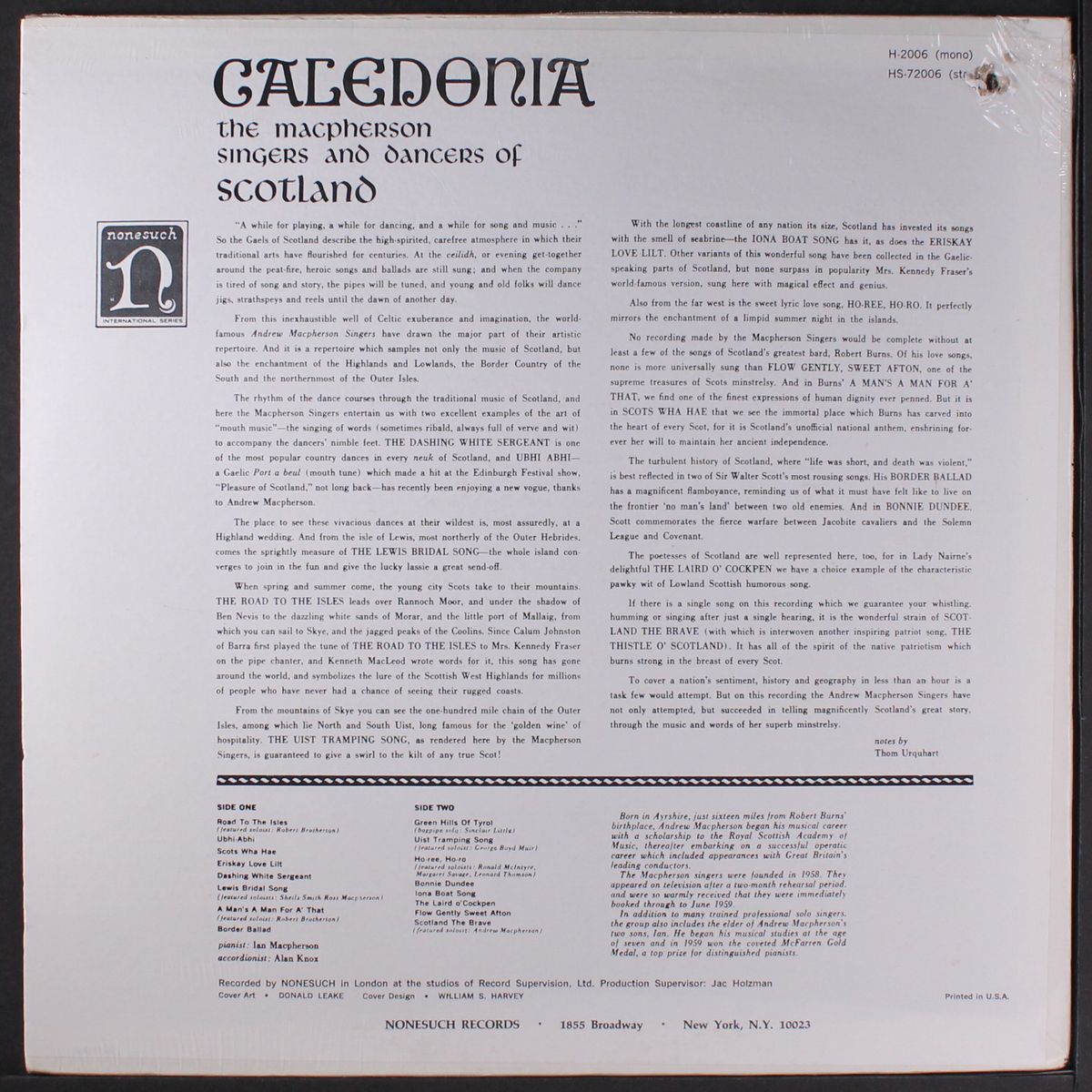 caledonia by MACPHERSON SINGERS & DANCERS OF SCOTLAND