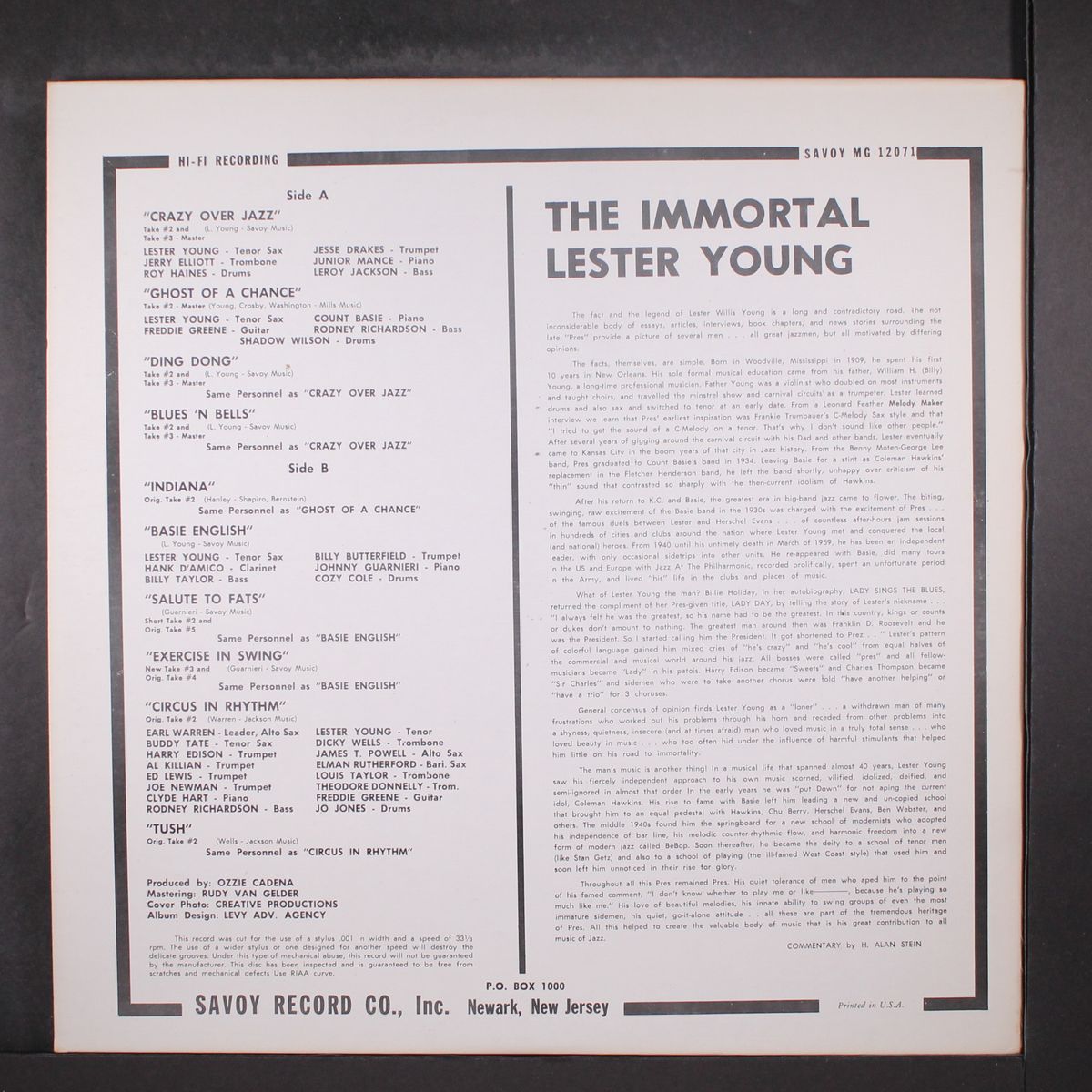 memorial - the master's touch by LESTER YOUNG