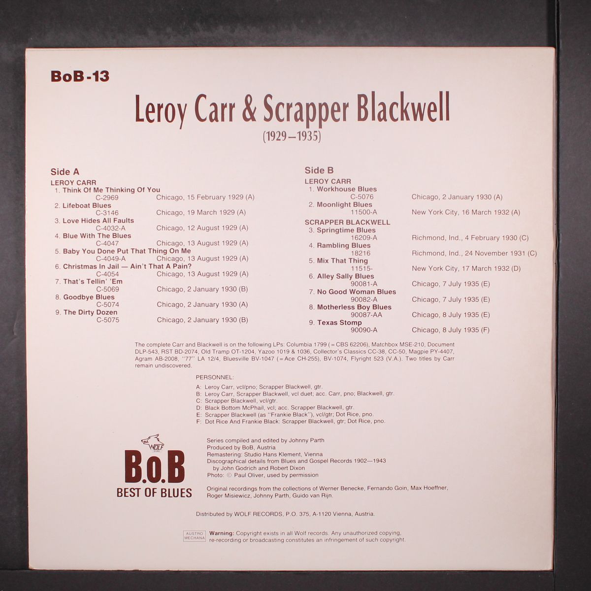 1929-1935 by LEROY CARR & SCRAPPER BLACKWELL
