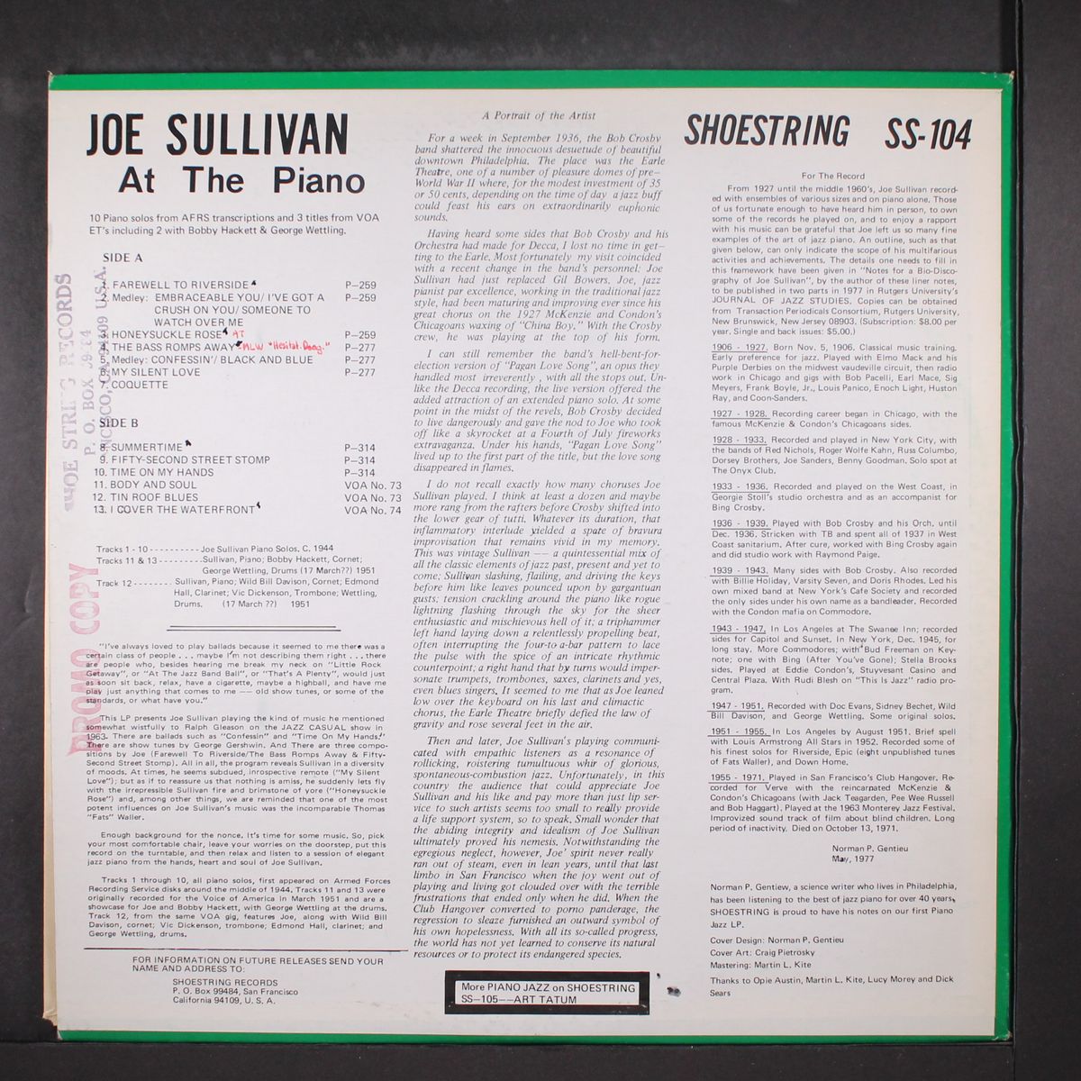 at the piano by JOE SULLIVAN