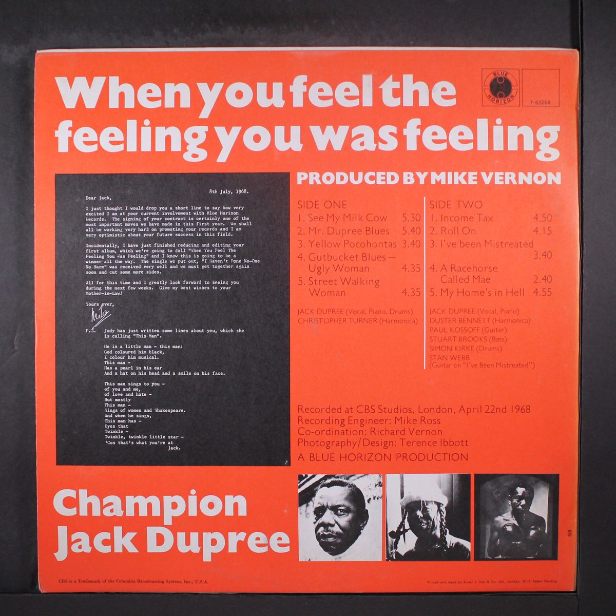 when you feel the feeling you was feeling by CHAMPION JACK DUPREE