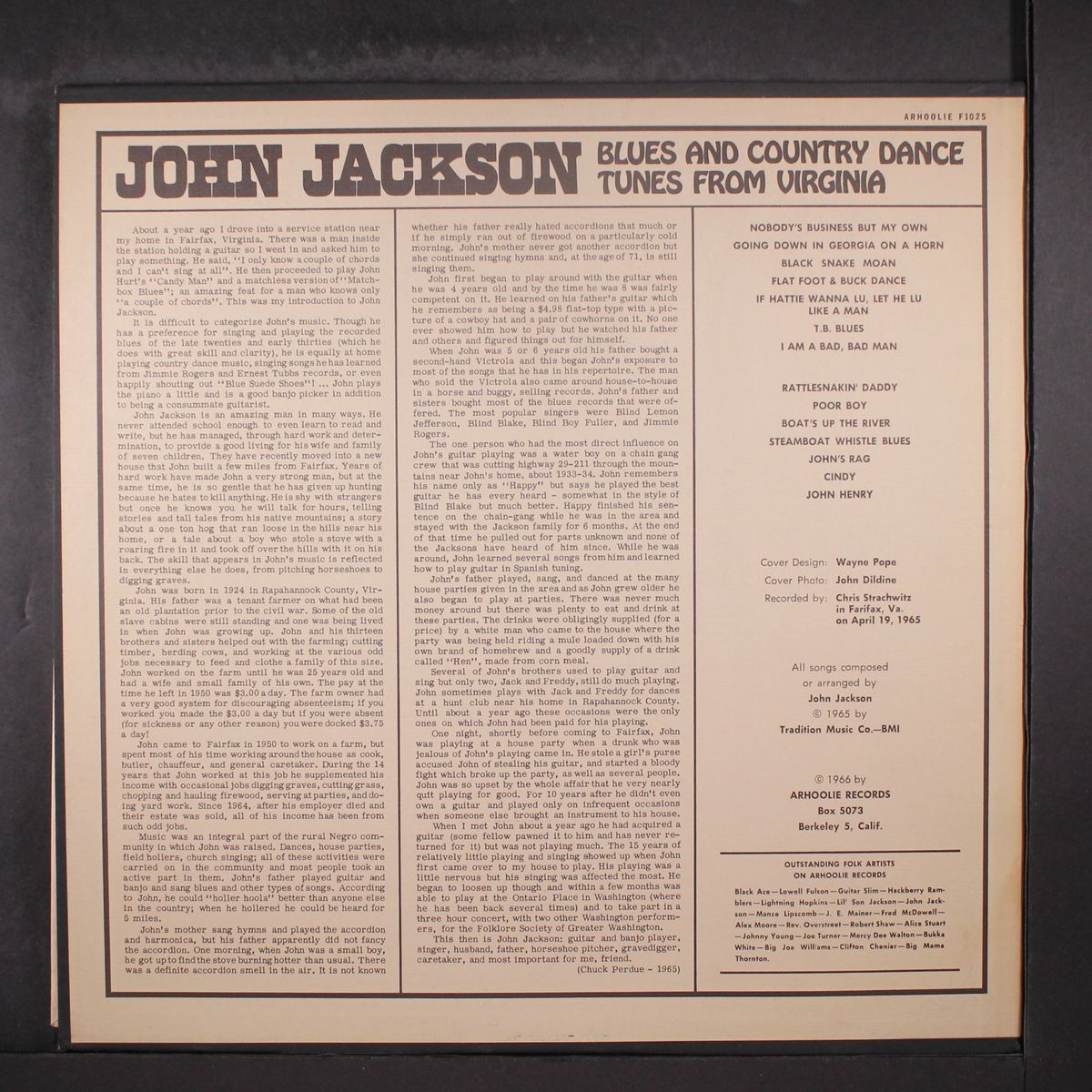 blues and country dance tunes from virginia by JOHN JACKSON