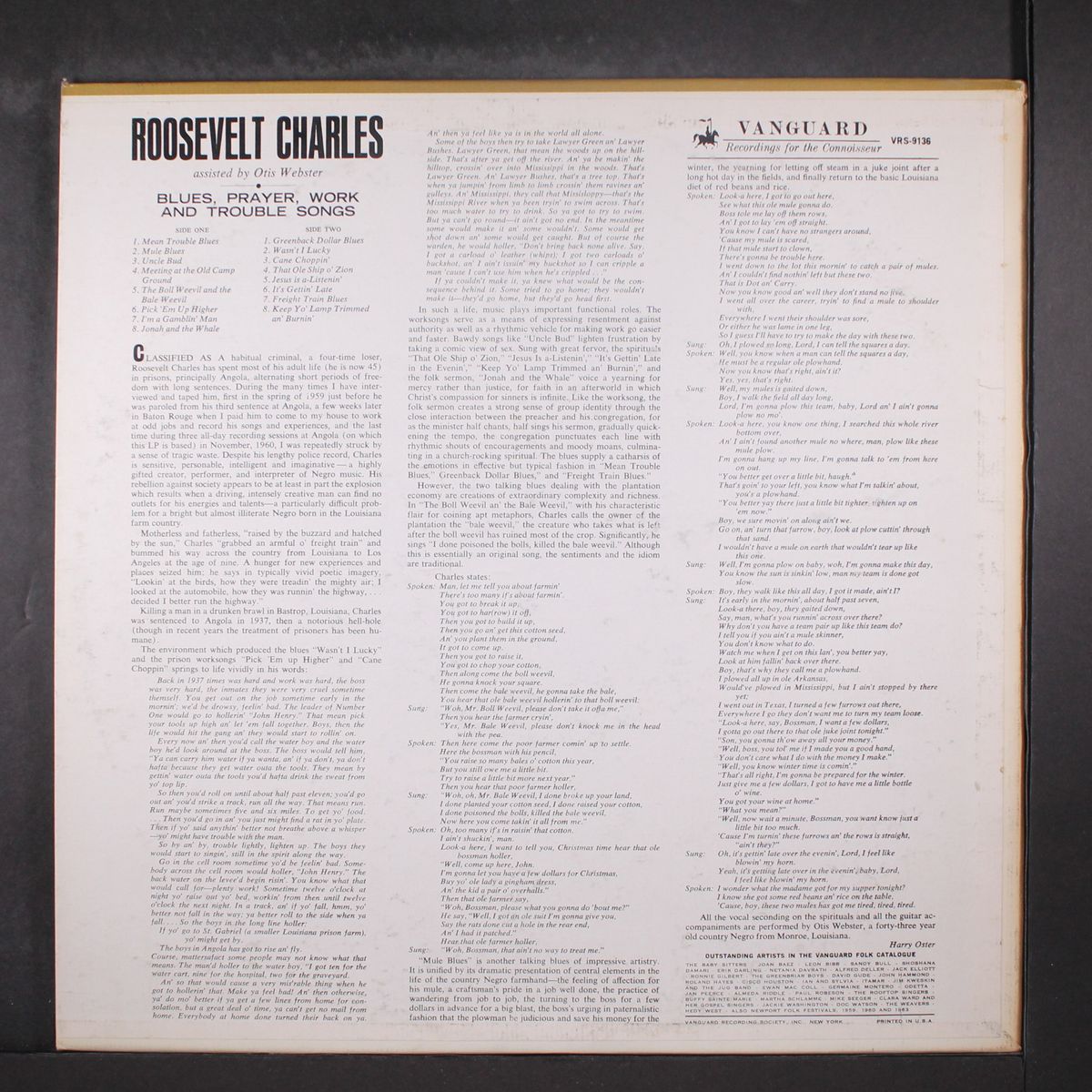 blues, prayer, work and trouble songs by ROOSEVELT CHARLES