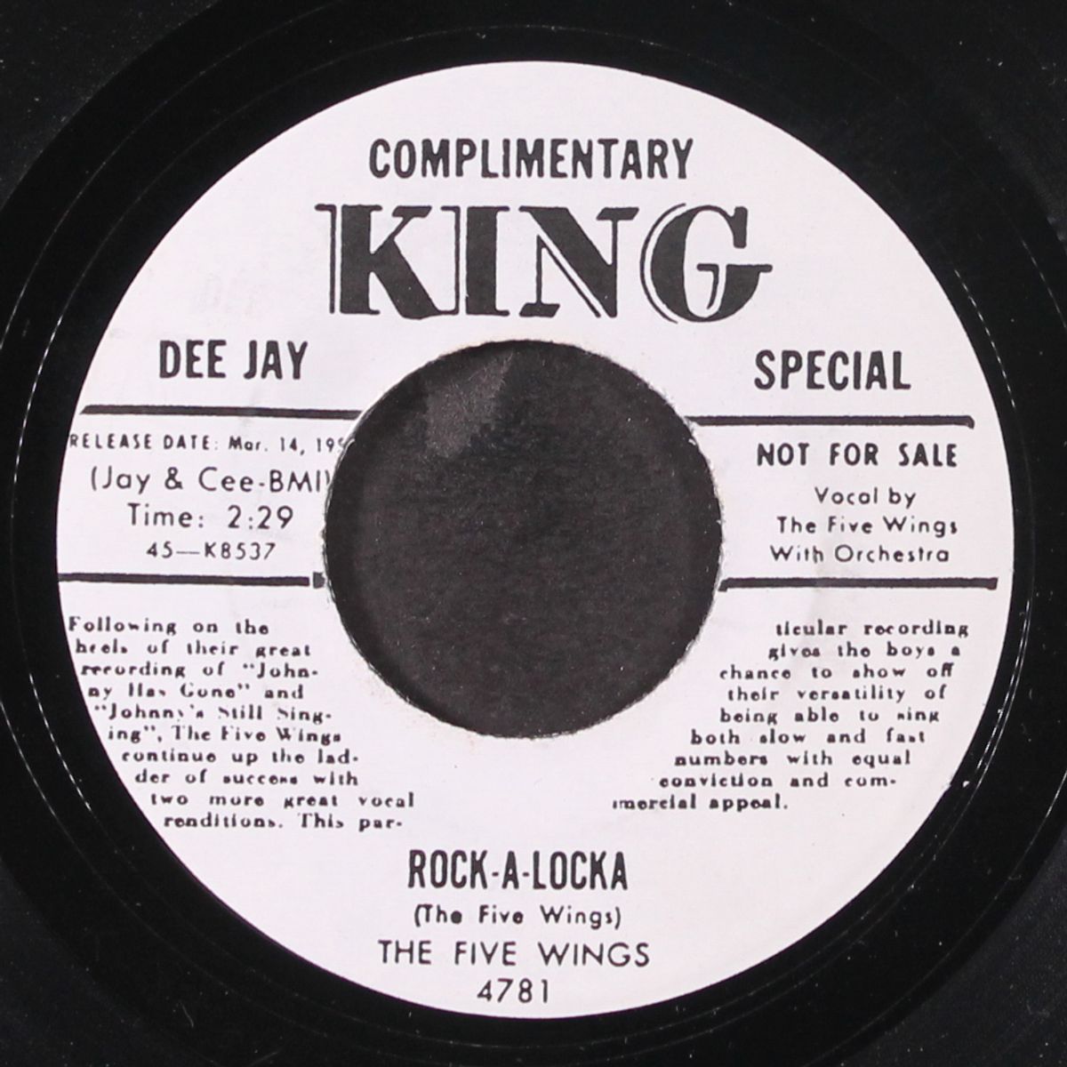 teardrops are falling / rock-a-locka by FIVE WINGS