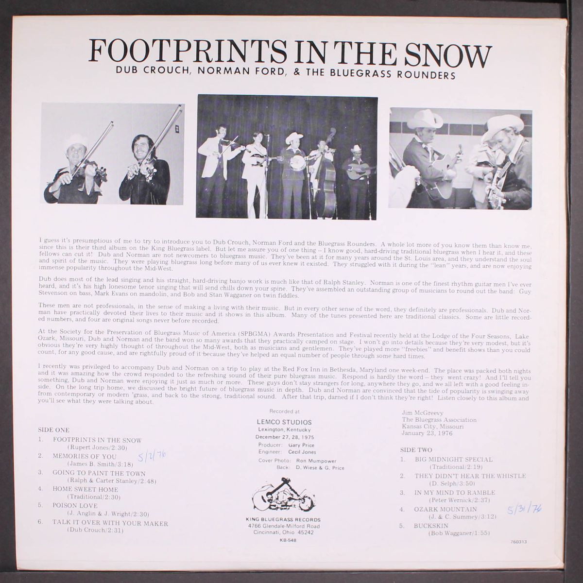 footprints in the snow by DUB CROUCH & NORMAN FORD
