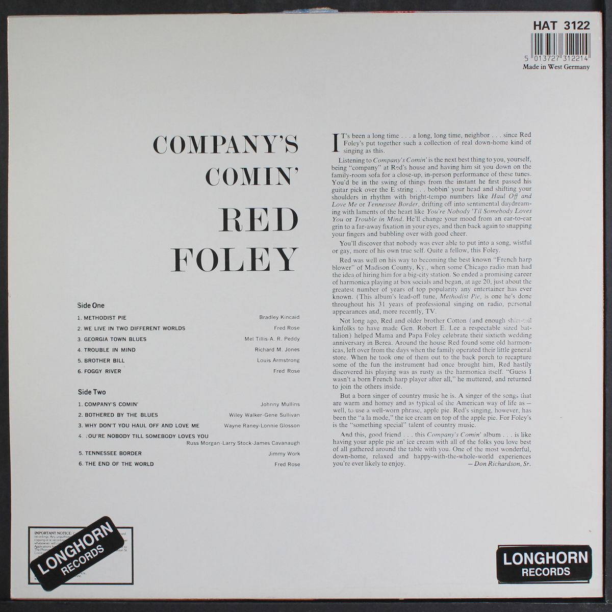 company's comin' by RED FOLEY