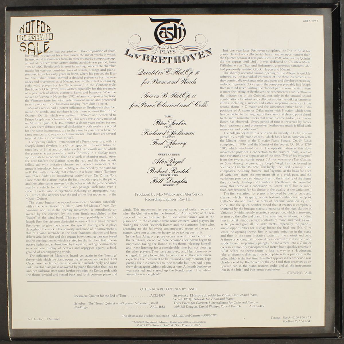 beethoven: quintet for piano & winds / trio in b-flat by TASHI