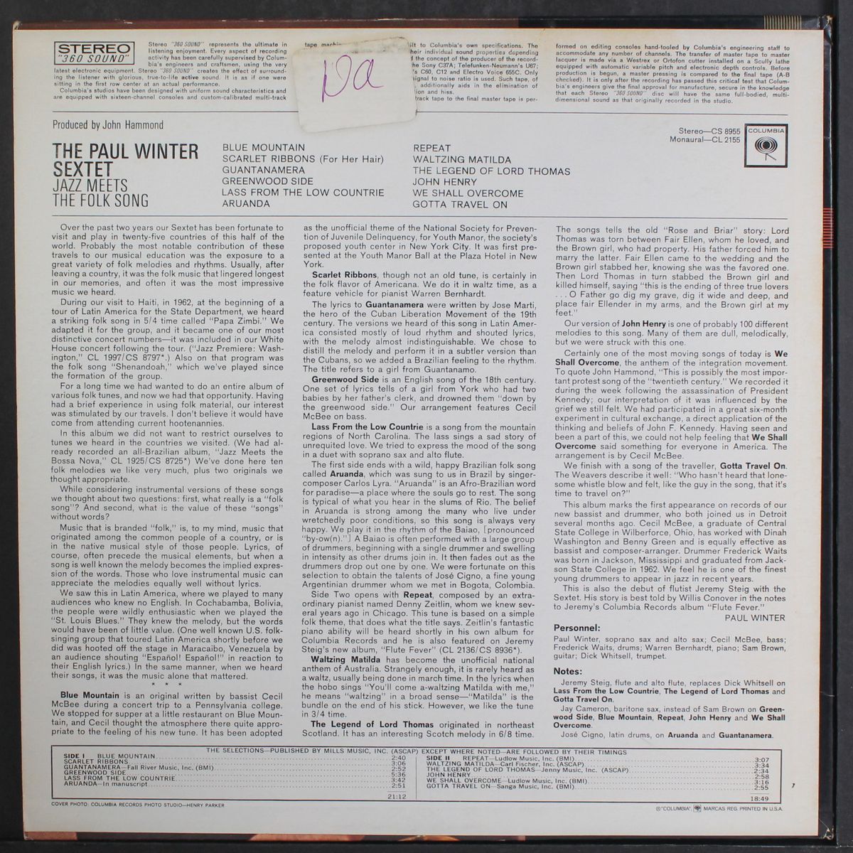 jazz meets the folk song by PAUL WINTER