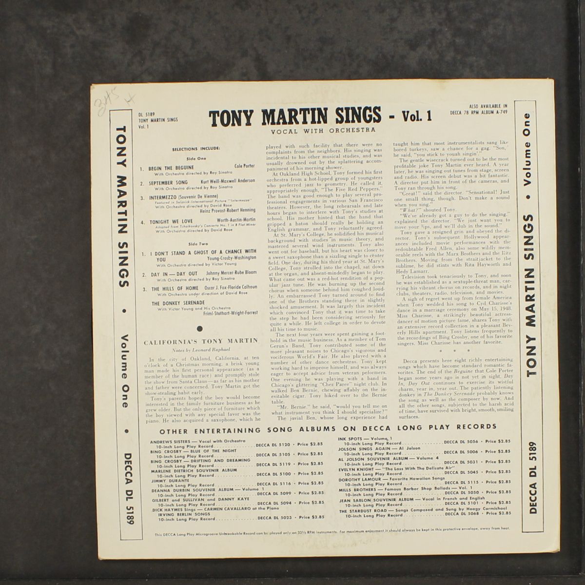 sings by TONY MARTIN
