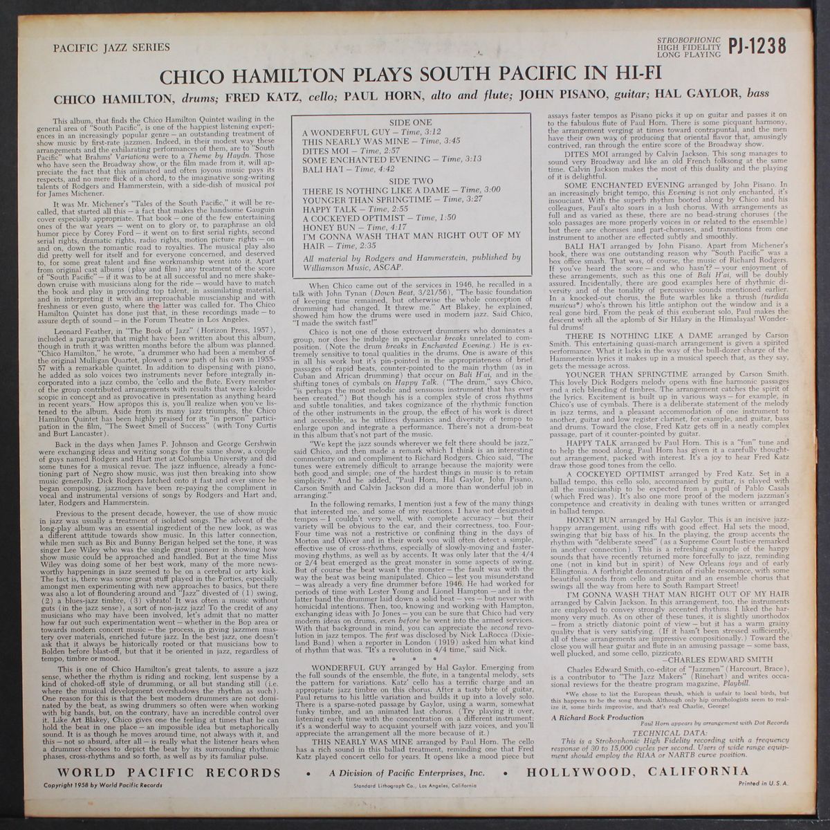 south pacific in hi-fi by CHICO HAMILTON