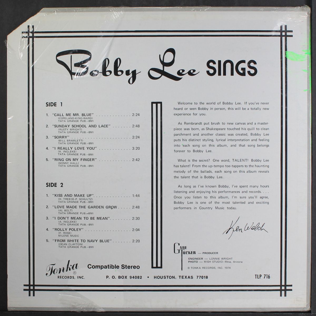 sings by BOBBY LEE