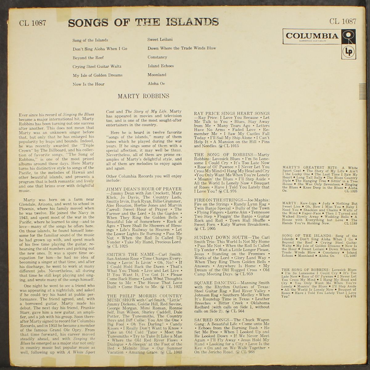 song of the islands by MARTY ROBBINS