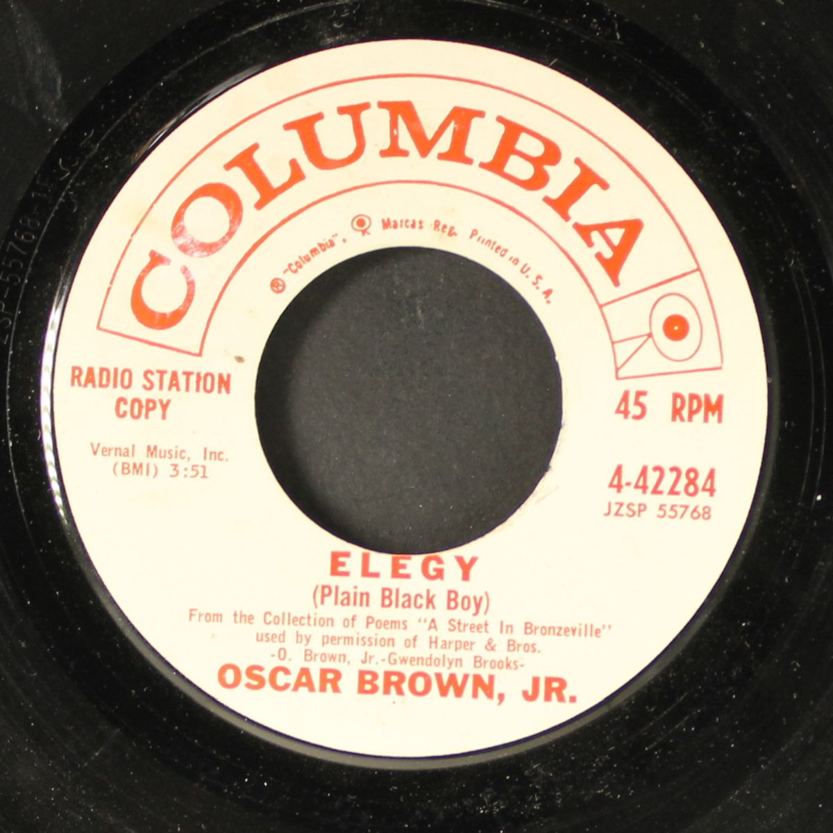 when malindy sings / elegy by OSCAR BROWN, JR.