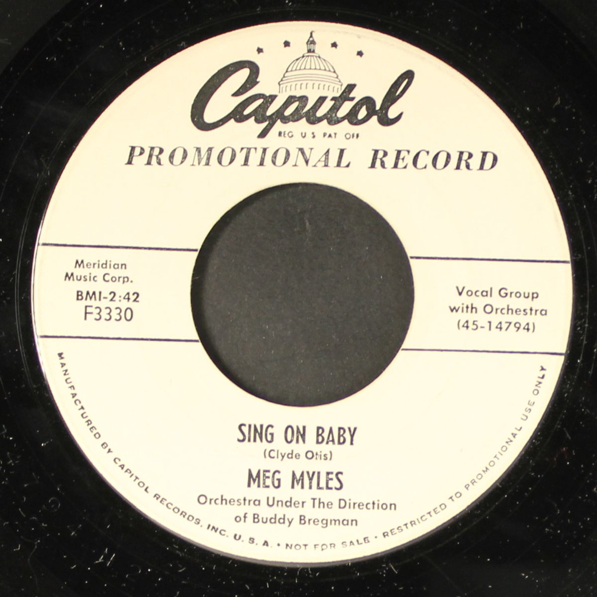 sing on baby / will you shed a tear for me by MEG MYLES
