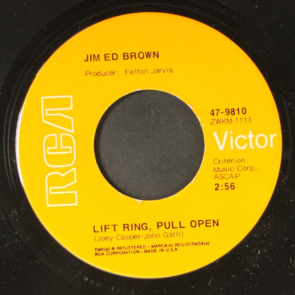 lift ring, pull open / going up the country by JIM ED BROWN