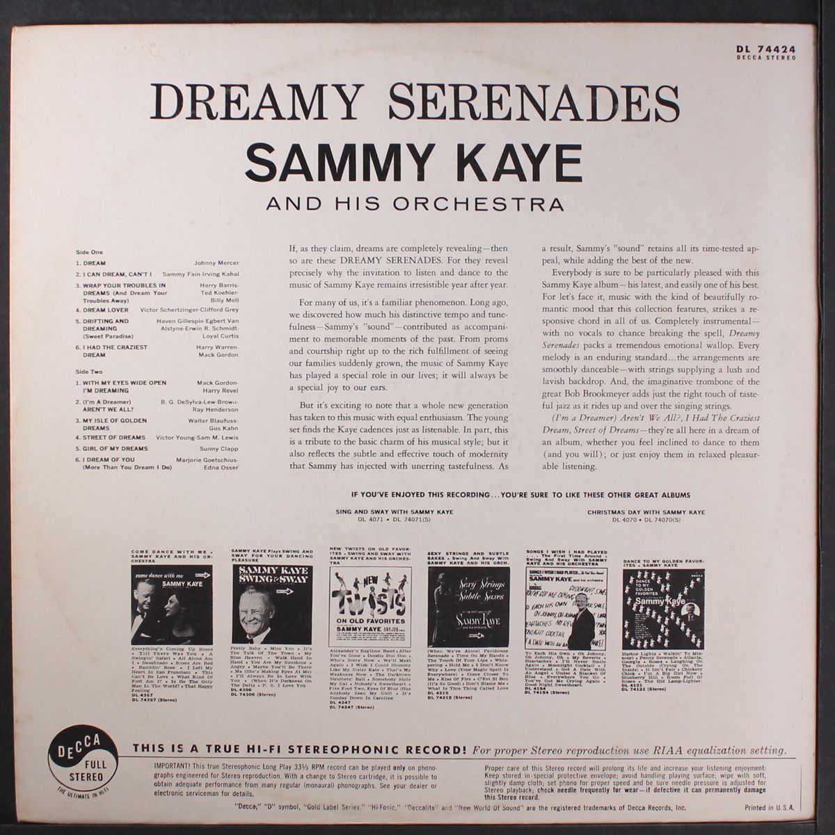 dream serenades by SAMMY KAYE