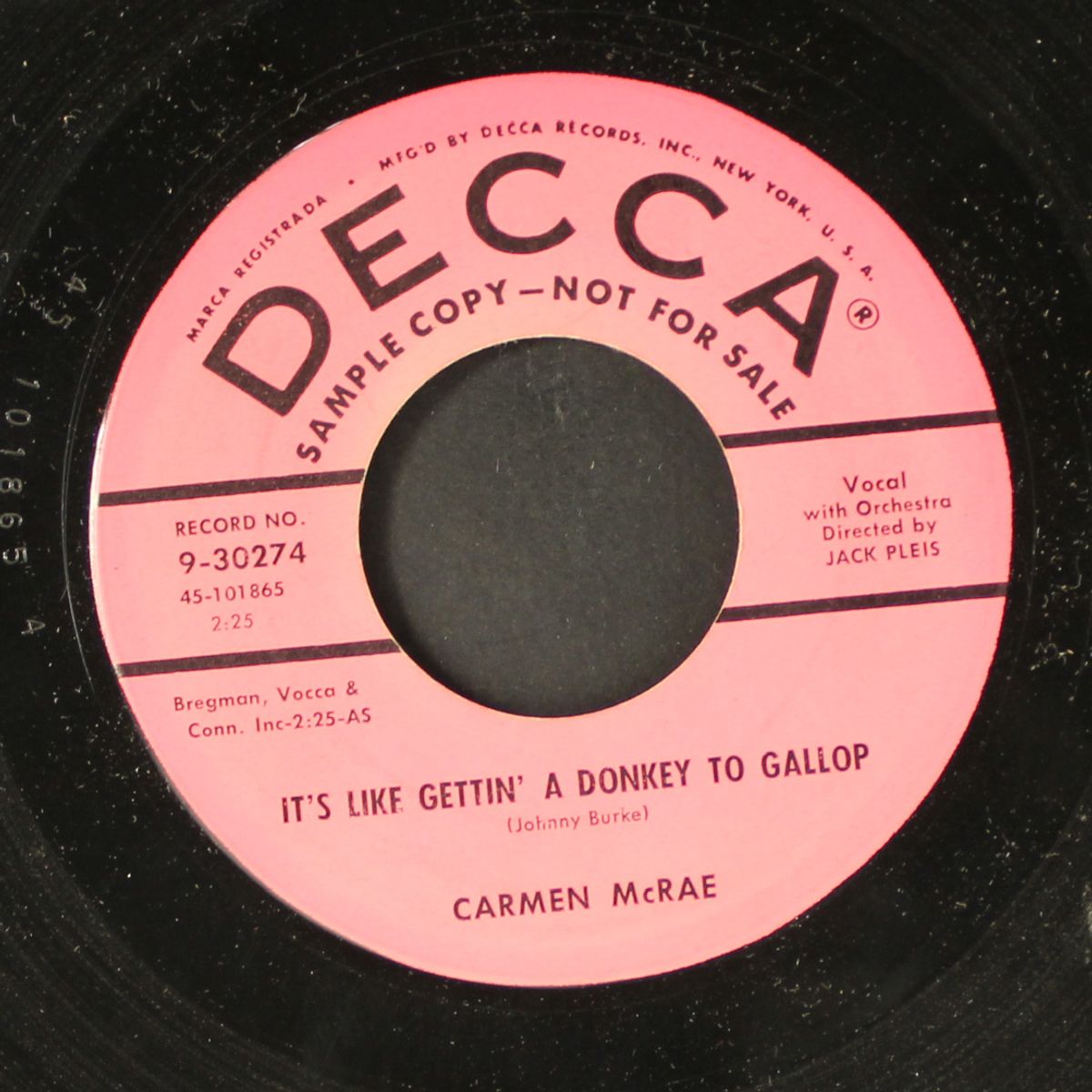 it's like getting a donkey to gallop by CARMEN MCRAE