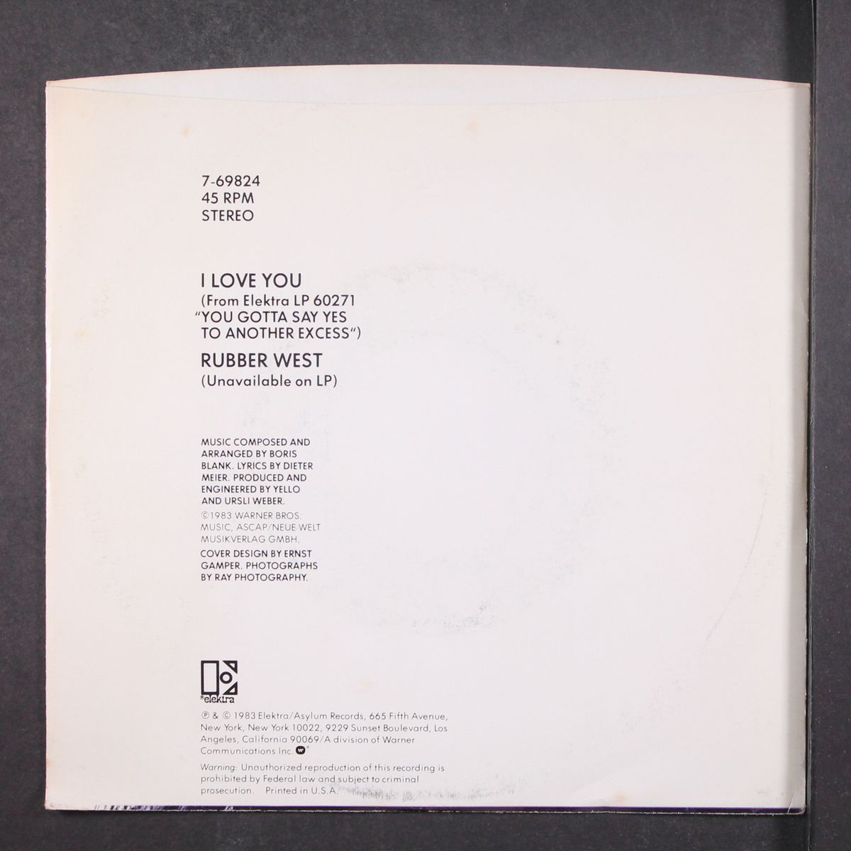 i love you / rubber west (instro) by YELLO
