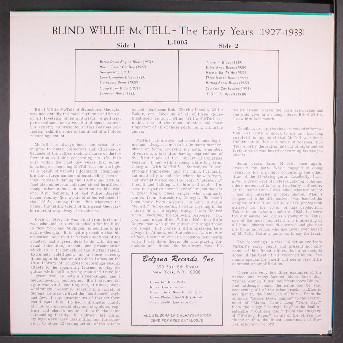 1927-1933, the early years by BLIND WILLIE MCTELL