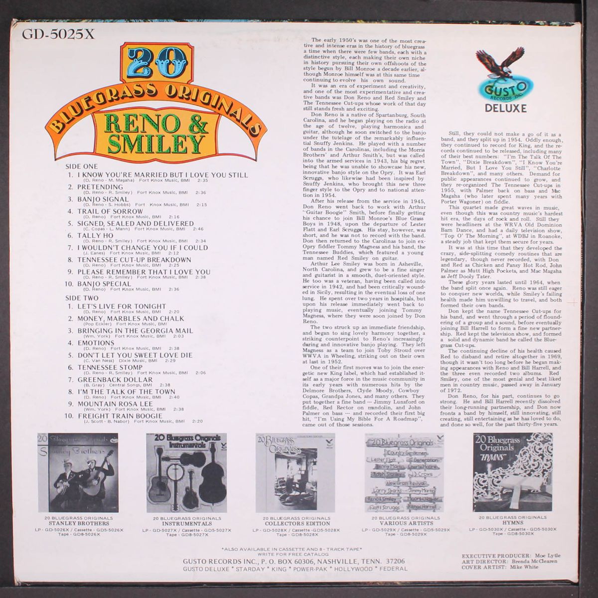 20 bluegrass originals by RENO & SMILEY