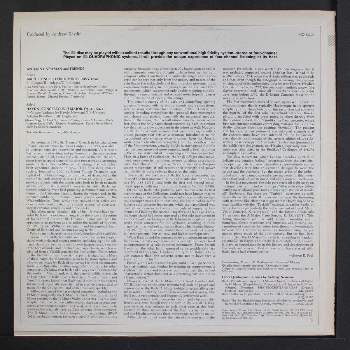 bach: concerto in d minor / haydn: concerto in d major by ANTHONY NEWMAN