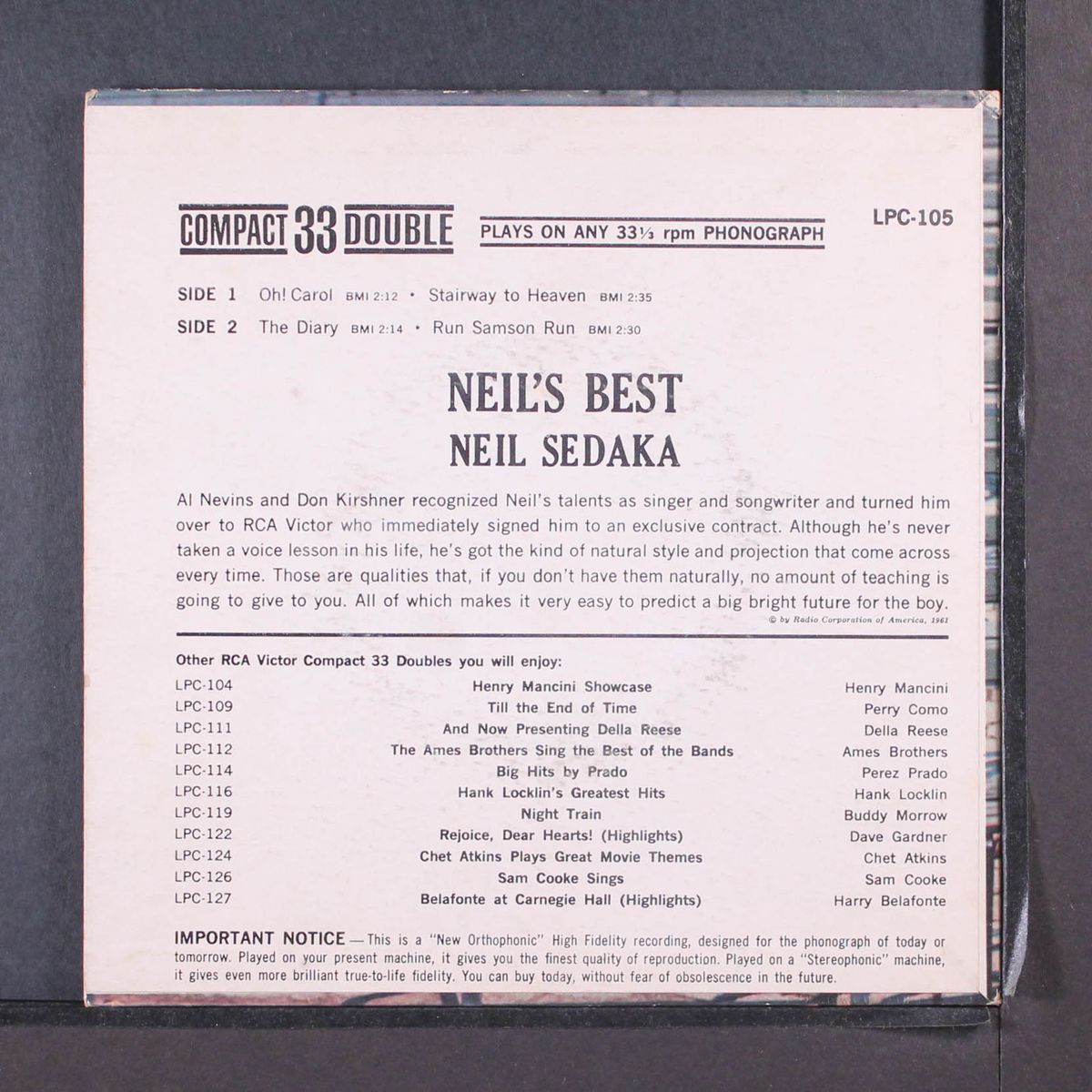 neil's best by NEIL SEDAKA