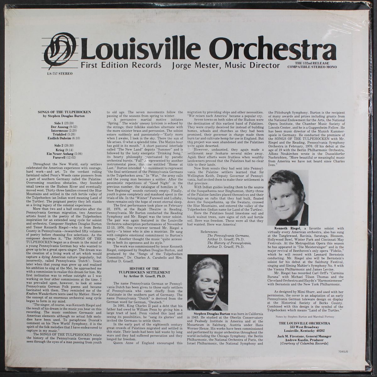 burton, songs of tulphocken by LOUISVILLE ORCHESTRA