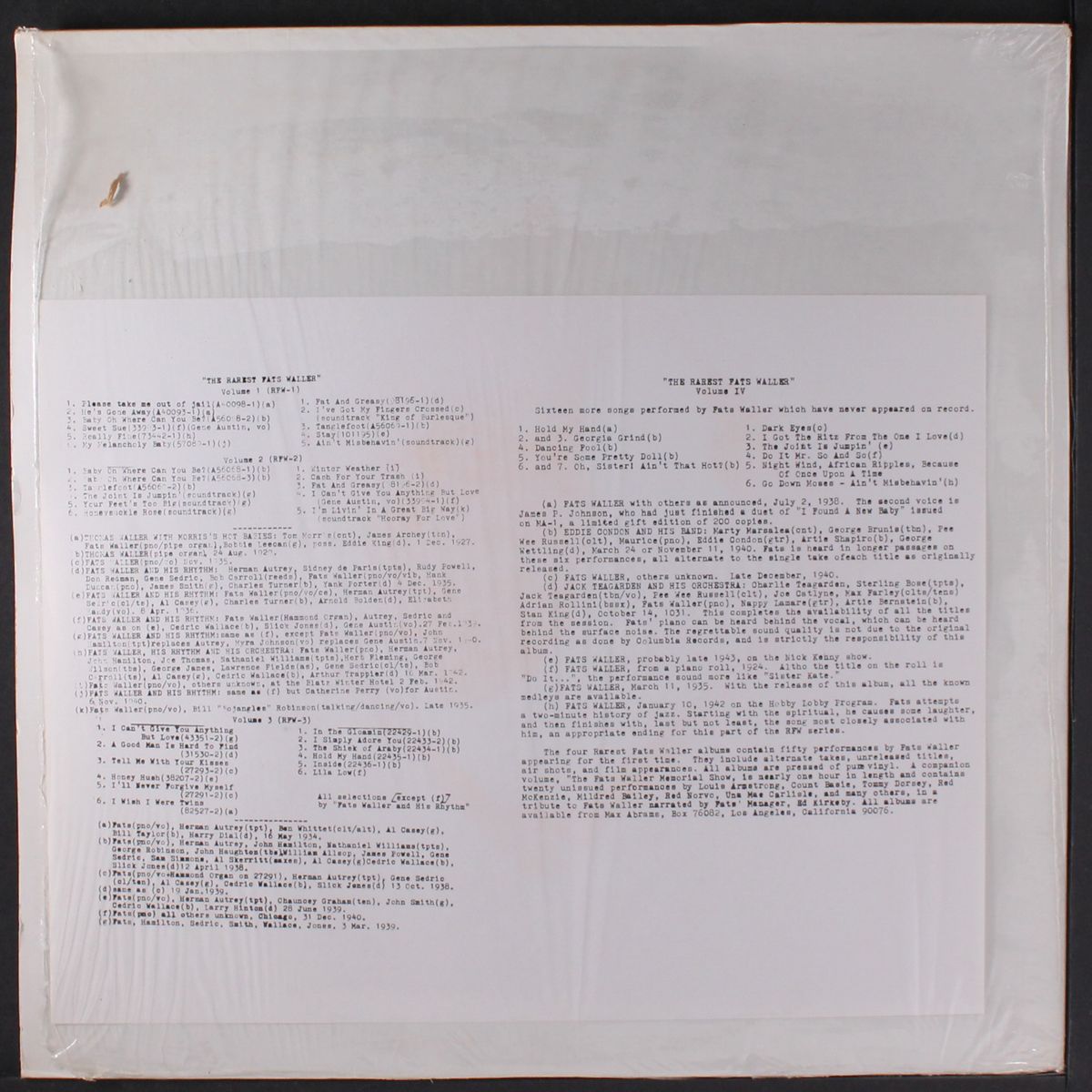 the rarest volume two by FATS WALLER