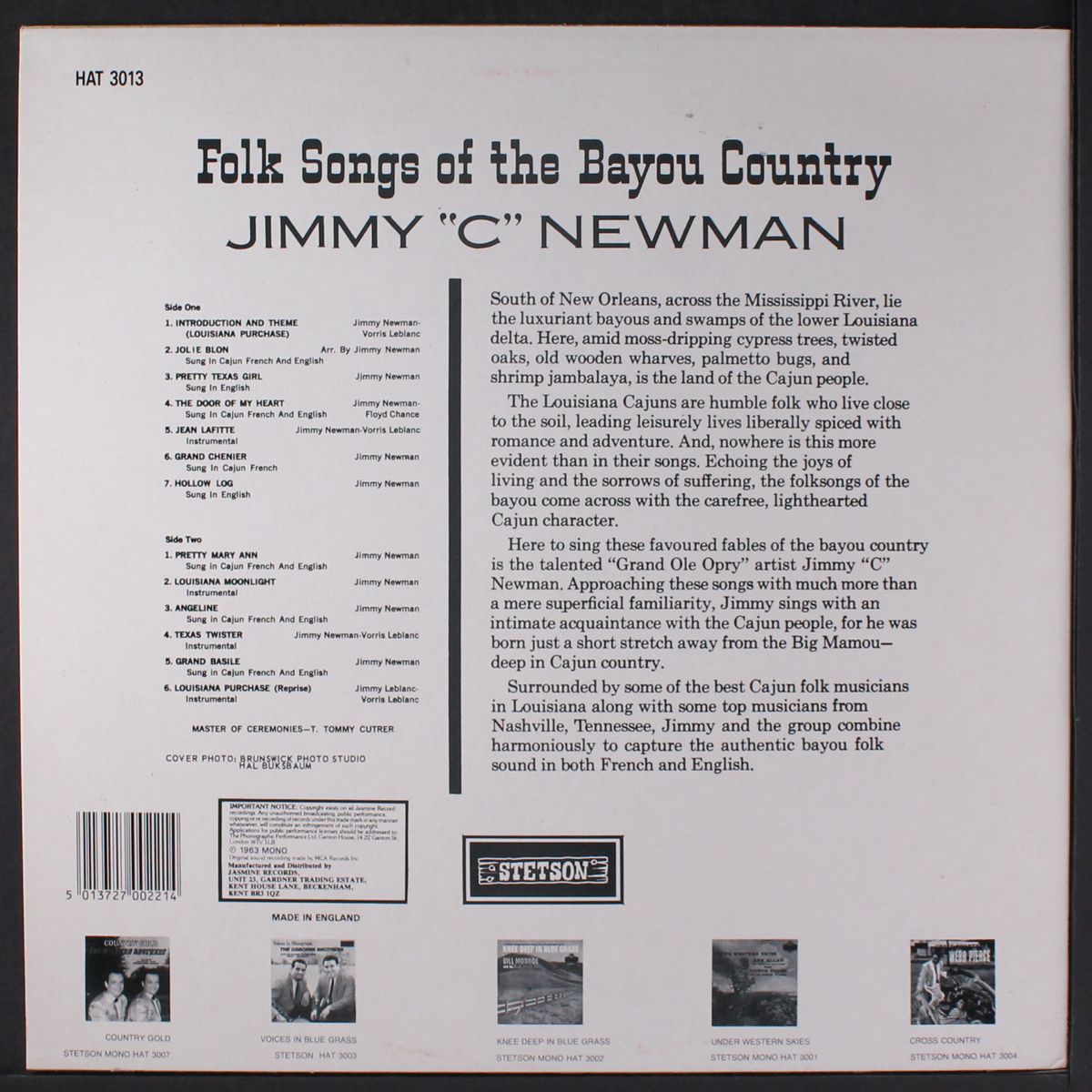 folk songs of the bayou country by JIMMY C NEWMAN