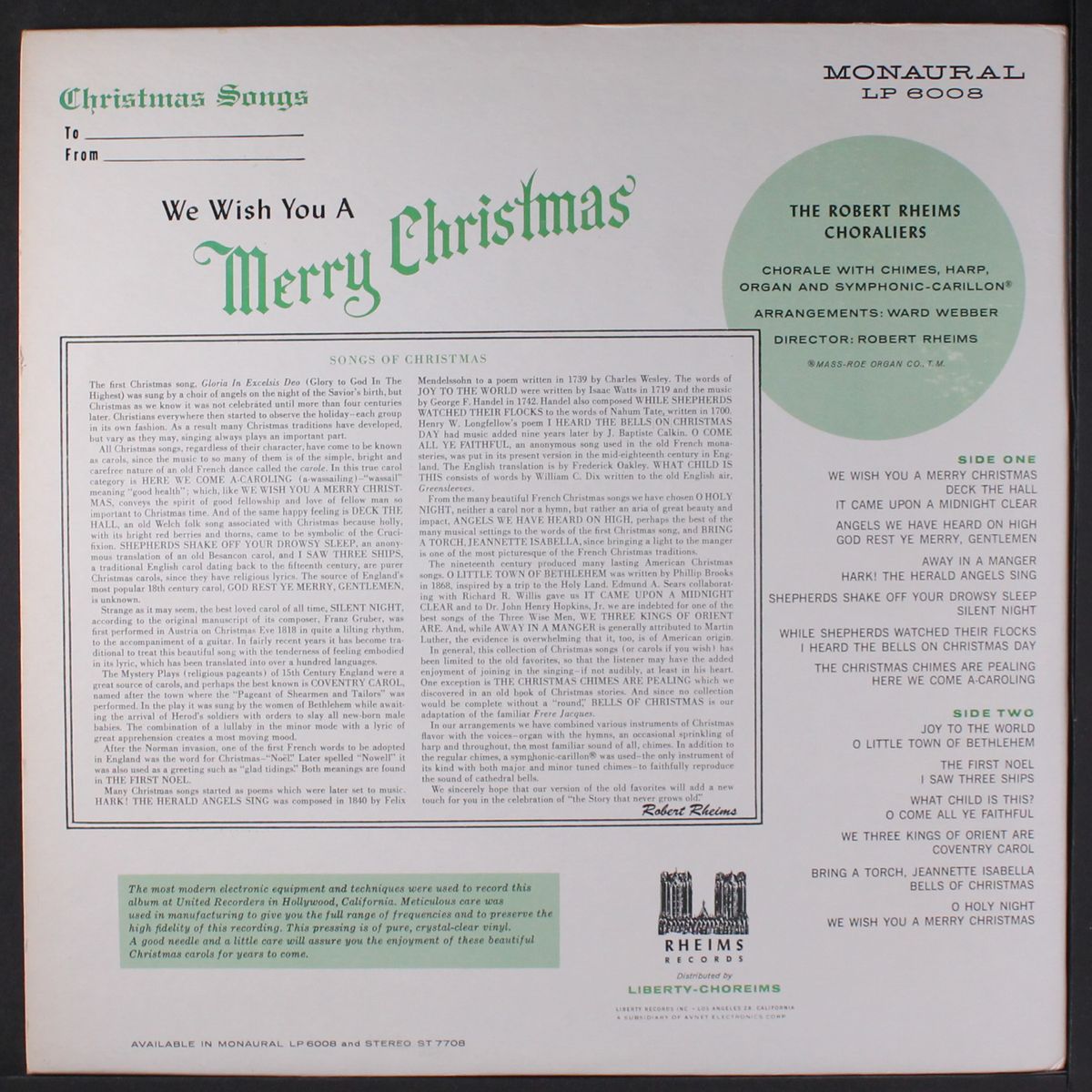 we wish you a merry christmas by ROBERT RHEIMS CHORALIERS