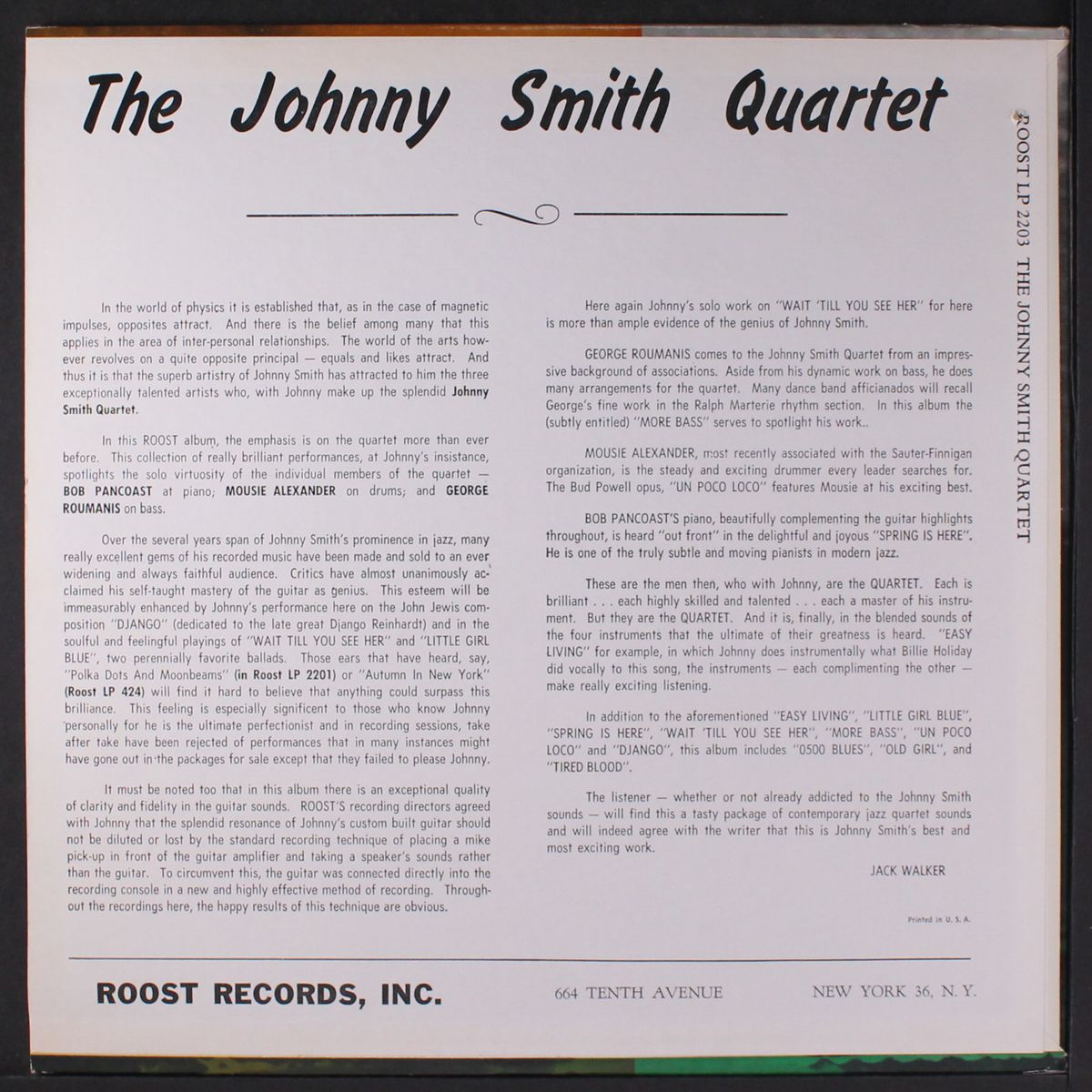 the johnny smith quartet by JOHNNY SMITH