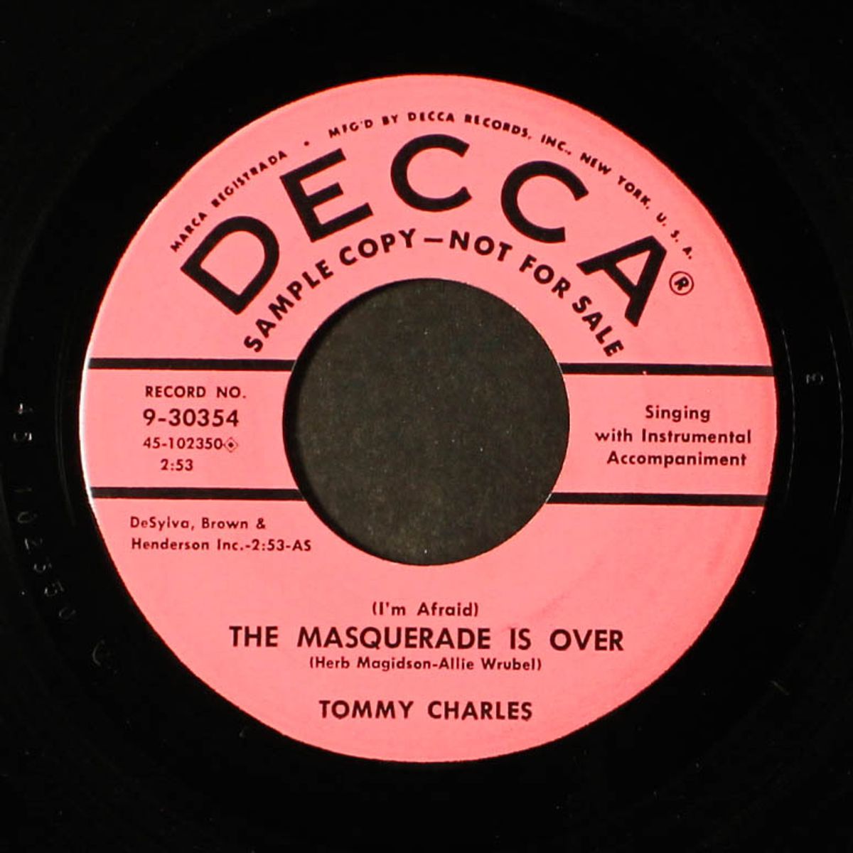 the masquerade is over / love, you're a stranger by TOMMY CHARLES