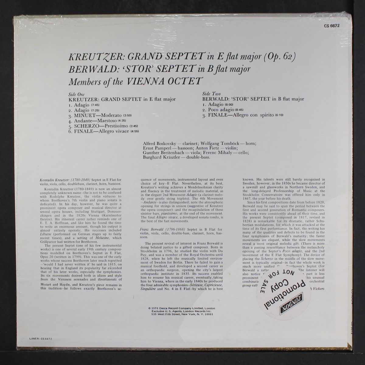 kreutzer: grand septet / berwald: stor septet by VIENNA OCTET