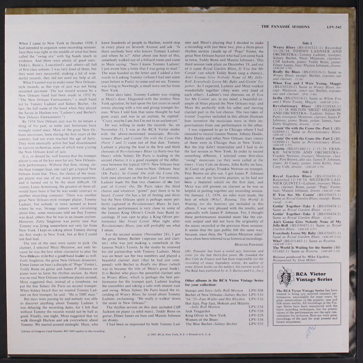 the panassie sessions by VARIOUS