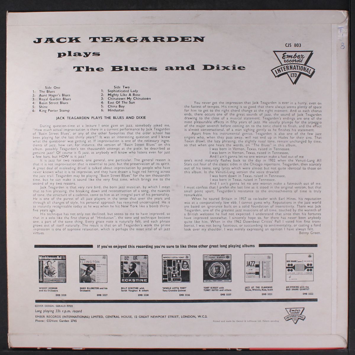 plays blues and dixie by JACK TEAGARDEN