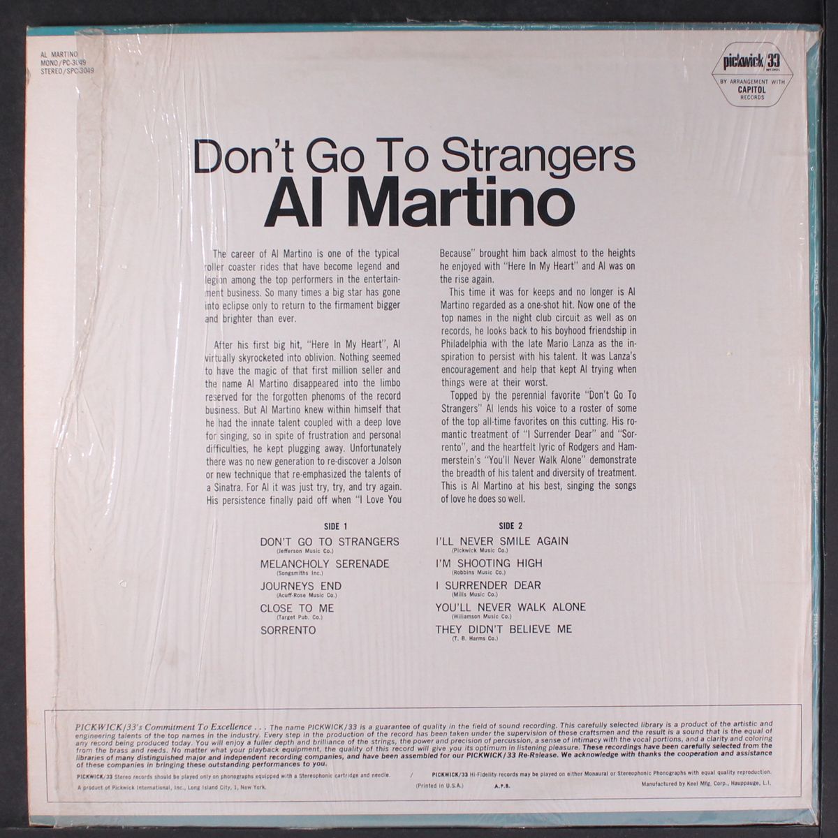 don't go to strangers by AL MARTINO