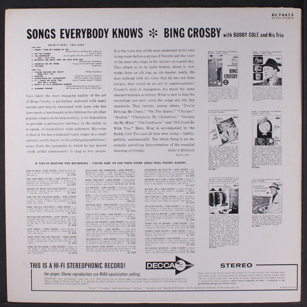 songs everybody knows by BING CROSBY