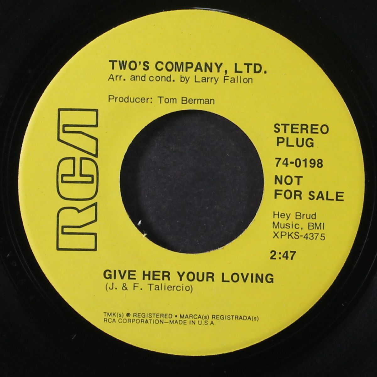 give her your loving / sands of time by TWO'S COMPANY LTD.