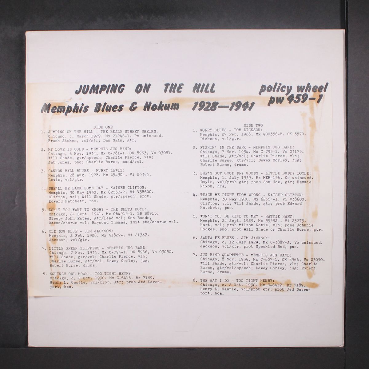 jumping on the hill (memphis blues & hokum 1928-1941) by VARIOUS